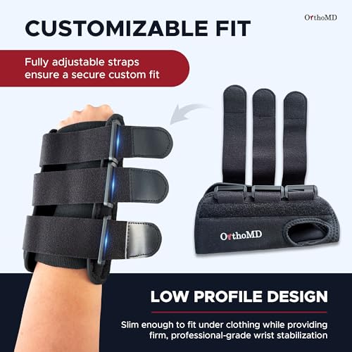 Carpal Tunnel Wrist Brace – Orthopedic Hand Surgeon Designed Wrist Splint for Sleeping & Daytime Support – Rigid Stabilizer (NOT a Soft Sleeve) for Tendonitis, Arthritis & Wrist Pain – OrthoMD (LEFT Wrist, Medium) Left Wrist Black