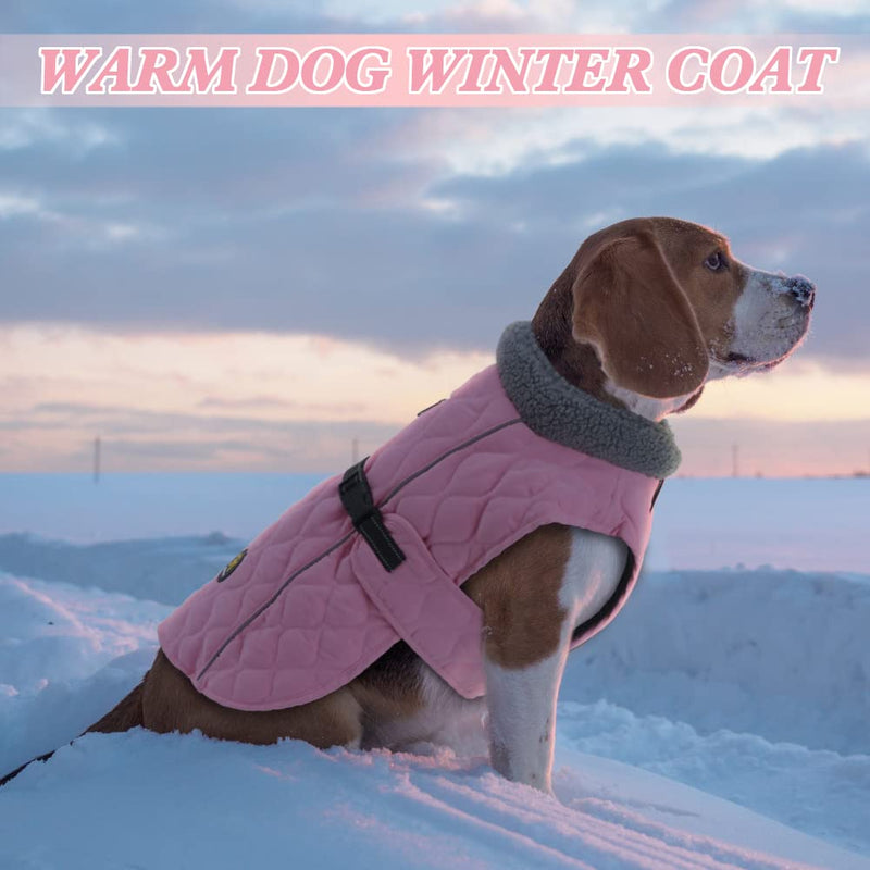 Dog Cold Weather Coats, Fleece Lining Small/Medium/Large Dog Jackets for Winter, Wide Range Adjustable Dog Winter Clothes for Large Dogs, Pink XL X-Large - BeesActive Australia