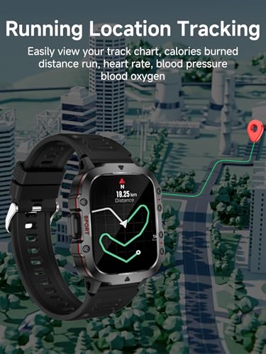 Blood Pressure Watch Men, IP68 Waterproof Blood Pressure Watch, 1.96" High-Resolution Touch Screen Smart Fitness Tracker with 100+ Sport Modes Compatible with Android and iOS, Black
