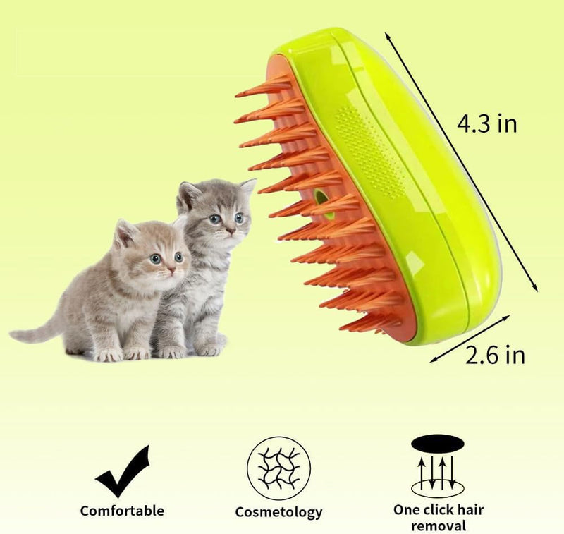Steam cat brush, multifunctional steam cat brush, 3-in-1 self-cleaning massaging steam cat brush, cat grooming steam cat brush for removing tangled and loose hair, suitable for cats and dogs (green) Green - BeesActive Australia