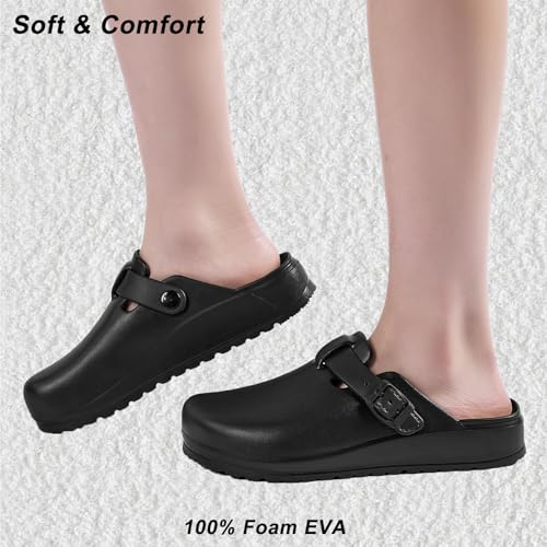 ZXT Arch Support Work Clogs Slip Resistant Shoes for Chef Nurse 6 Women/4 Men Black