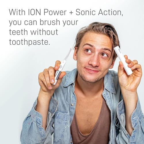 IONIC KISS IONPA DM White Compact Ionic Power Electric Toothbrush with Travel Cap, Brushing Timer, 2 Modes, 2 Soft Extended Filament Brush Heads Made in Japan You, Outdoor Camping DM-011PW