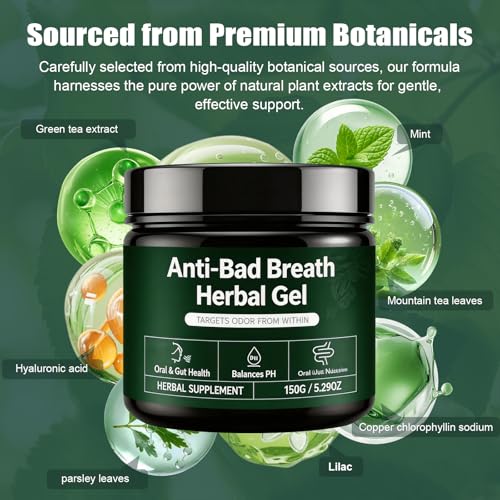 Anti-Bad Breath Herbal Gel Supplement, Natural Herbal Deodorant Gel with Parsley Green Tea, and Chlorophyll, Body & Breath Odor Control from The Inside, Natural Mint Flavor (1)