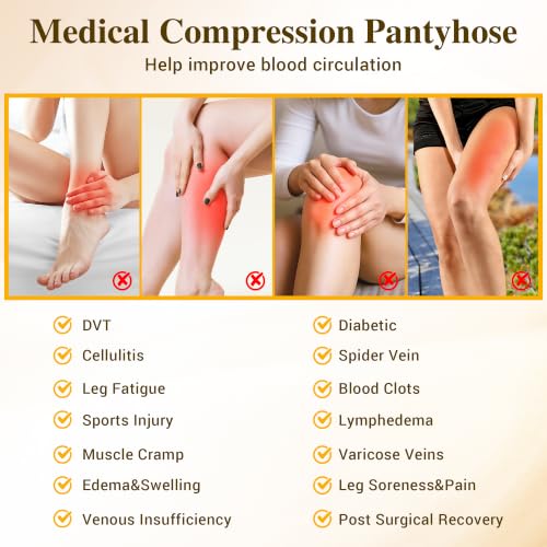 15-20 mmHg Medical Graduated Compression Pantyhose for Women Men Black 3X-Large