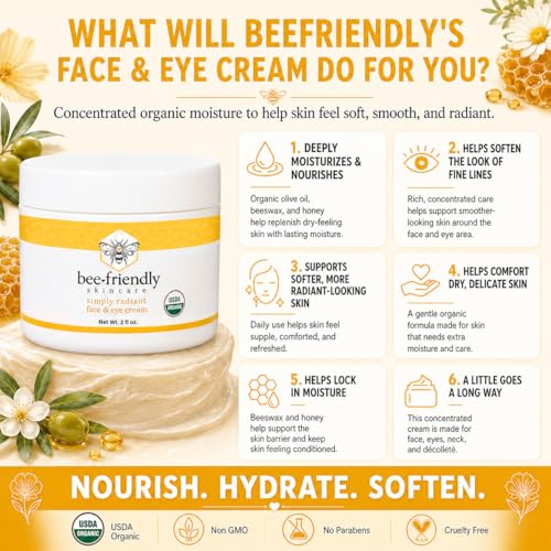 BeeFriendly® Organic Face and Eye Cream, All In One 2 oz 2 Ounce (Pack of 1)
