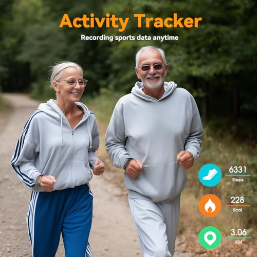 Smart Watch Senior Friendly No App No Phone Required, Waterproof Pedometer Purple