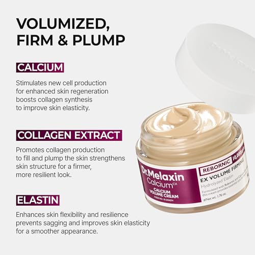 Dr.Melaxin Calcium Intense Firming Cream with Collagen & Elastin, Lifting & Volumizing Face Cream for Sagging Skin, Niacinamide for Plumping Care, 1.69 fl.oz