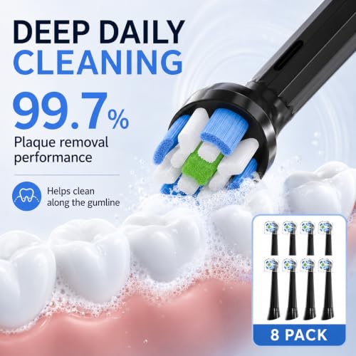 Replacement Brush Heads Compatible with Oral iO,Black 8 Pack Black