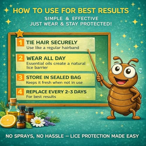 Lice Prevention Essential Oil Infused Hair Ties Anti-Lice Repellent Elastics with Lavender Gentle Chemical-Free Hair Bands for Daily Use on Hair or Wrist (Lavender) Mix - Lavender