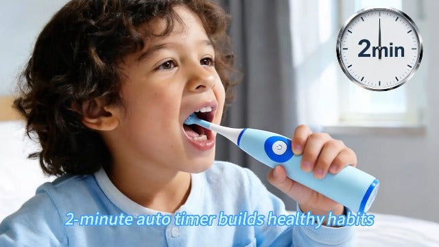 SEAGO Kids Electric Toothbrush, Ages 5-8, 2 Soft Brush Heads, Rechargeable Blue