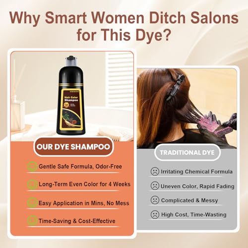 Black Tea Hair Dye Shampoo for Gray Hair, Natural Hair Color for Women&Men Black Tea