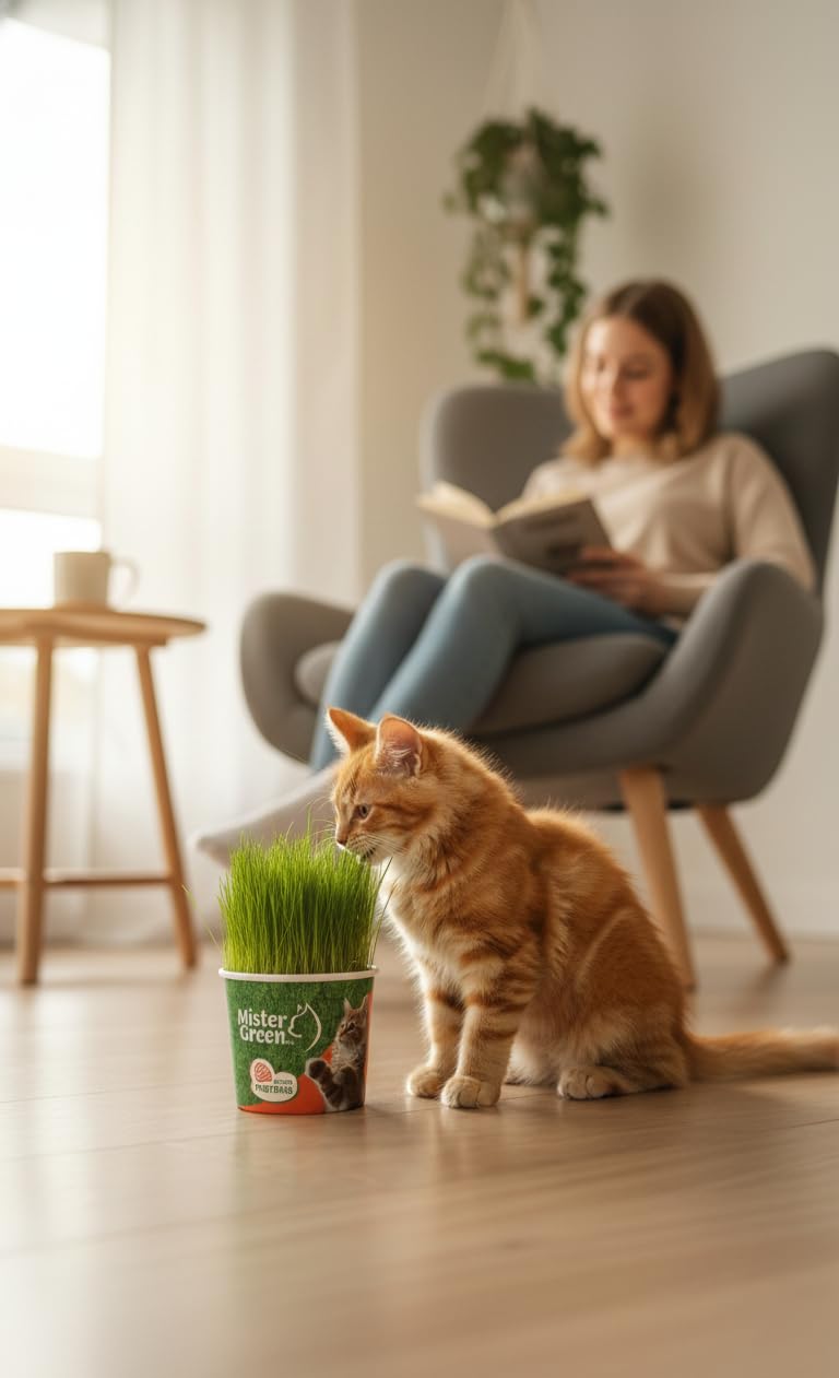 Cat Grass Grow Kit for Indoor Cats – Organic – Easy Grow Fresh Pet Grass – Supports Digestion & Natural Hairball Control – Non - Toxic – Pack (1) | Rich in natural chlorophyll - High natural fiber content - Plant nutrients source - Indoor cat enrichmen...