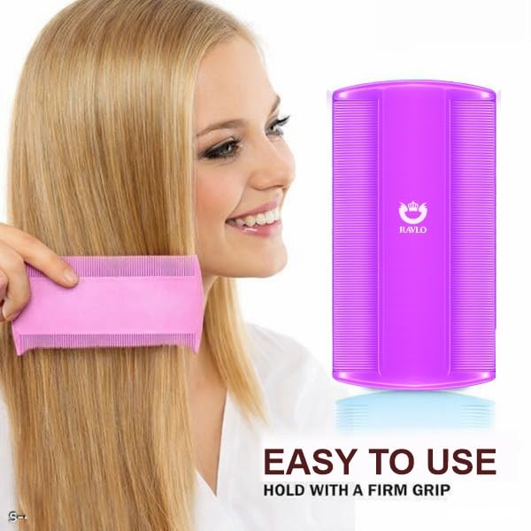 Head Lice Comb for Kids and Adults, Double Sided Fine Tooth Nit Comb for Removing Lice, Nits and Eggs, Hair Detection and Treatment Comb (Pack of 2)