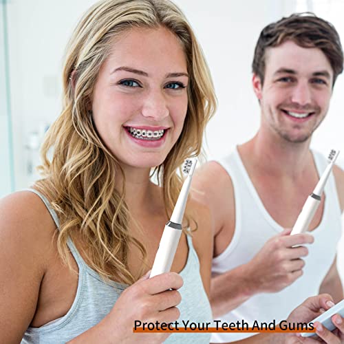 Y-Kelin V-Shaped Orthodontic Electric Toothbrush for Braces, Sonic Toothbrush with 2 Concave Replacement Heads and 2 Convex Replacement Heads, Soft Bristle, 5 Modes IPX7 Waterproof (White) White