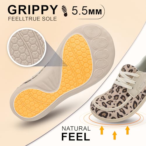 BARERUN Womens Walking Shoes Barefoot Zero Drop Minimalist Wide Sneakers 10 Wide Leopard