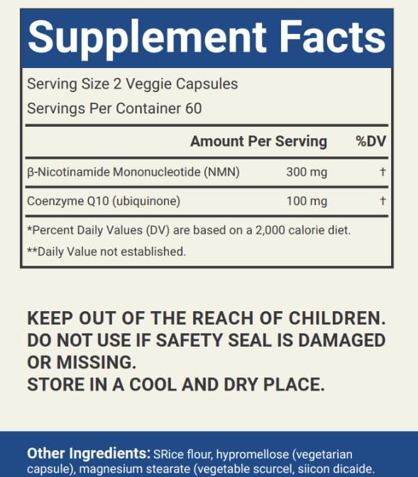 Nicotinamide with CoQ10 Coenzyme Q10, Vegetarian Capsules, 120 Count, Vitamin B3 Supplement