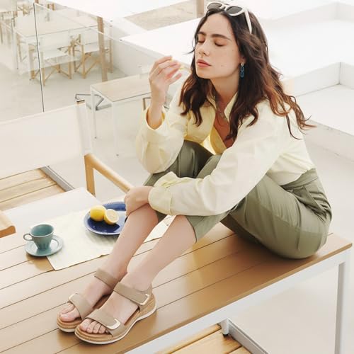 Littleplum Womens Sandals Arch Support Adjustable Comfy Flat Sandals for Women Summer Walking Shoes for Beach,Travel 11 Urban Khaki