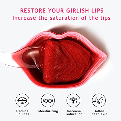 VEZE Lip Masks 20 Pcs, Mask for Dry Lip, Sheets, Collagen Skin Care, Crystal Pads Moisturizing, Anti-Wrinkle, Anti-Aging, Firms & Hydrates Lips, Sleep Pink Count (Pack of 1) Lip Masks--Pink