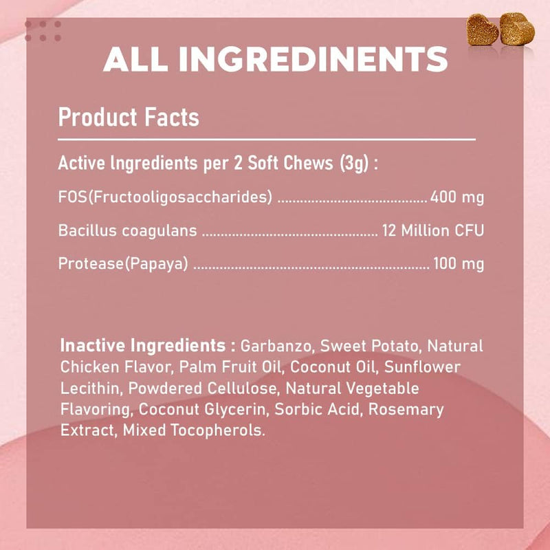 Probiotics And Prebiotics for Cats. Soft Chew Supplement to improve Digestive Health, Gut Health and Immune System Support 90 chews