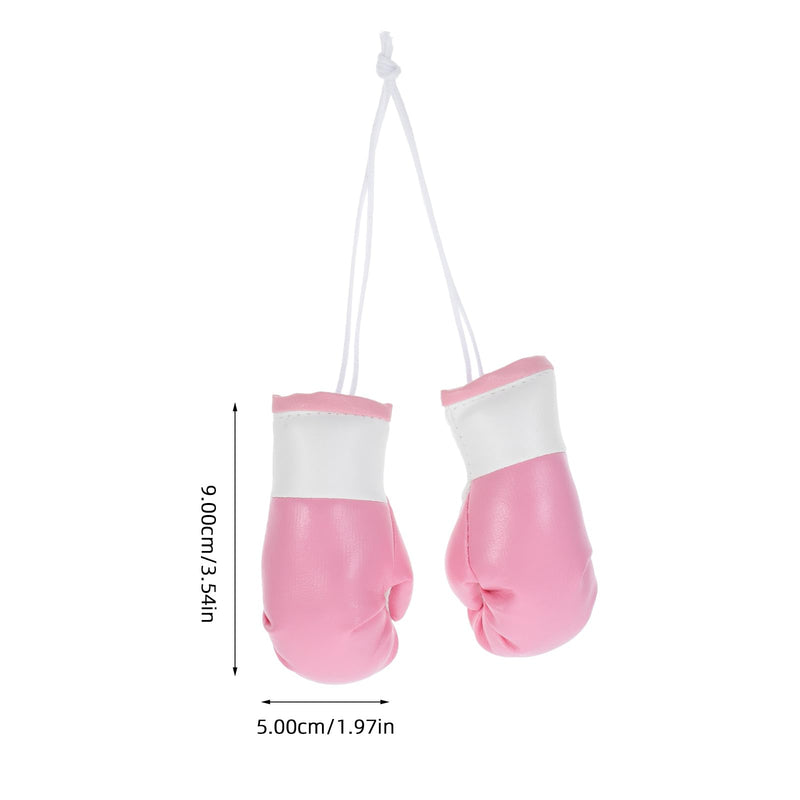 LOGOFUN 10 pcs Mini Boxing Gloves Hanging Decorations Miniature Boxing Gloves Car Mirror Hanging Ornaments Small Punching Gloves Pendants - Pink White (9cm)