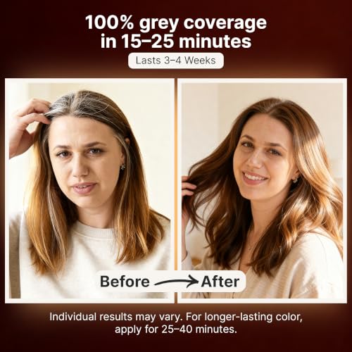Herbishh Light Brown Hair Dye Shampoo for Gray Hair Coverage 500ml