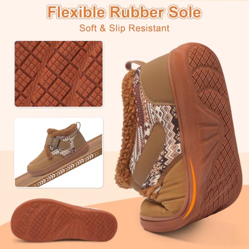 Women Wide Slippers Shoes Furry Lined Winter Diabetic Ankle Slipper Boots 9 Wide Old Brown