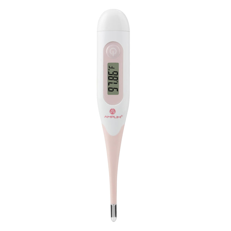 Amplim Digital Basal Thermometer, Medical Grade Accurate BBT for Ovulation Tracking, 1/100th Degree High Precision Fertility Prediction, 60-Sec Read, Memory Recall, Flexible Waterproof Tip, Pink