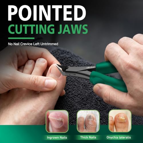BALUCA Straight Edge Toenail Clippers for Thick Nails & Ingrown Toenails Green