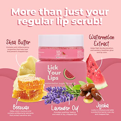 Watermelon Sugar Lip Scrub & Lip Sleeping Mask Duo to Exfoliate and Nourish Dry, Chapped Lips