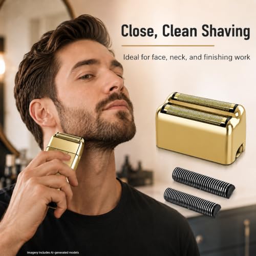 Replacement Heads Foil & Cutters Compatible with BaBylissPRO FXFS2 Shaver 2 gold