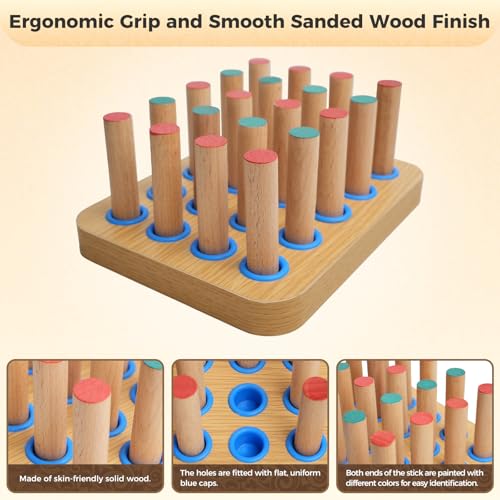 Stroke Training Equipment/Solid Wood Peg Board/Hand-Eye Coordination Trainer Designed for Elderly and Hemiplegia Patients to Improve Finger Flexibility Through Exercise