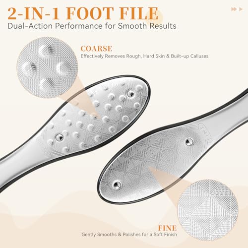 Dual-Sided Foot File Callus Remover (1 PCS), Metal Foot Scraper Black
