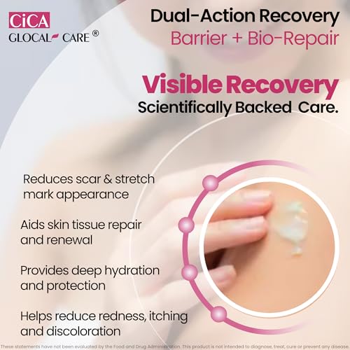 CICA Silicone Scar Cream – Helps with Scar Removal - Surgical, Acne & Trauma Scars, Stretch Mark Cream for New & Old Scars – Medical Grade Silicone with TECA & Hyaluronic Acid