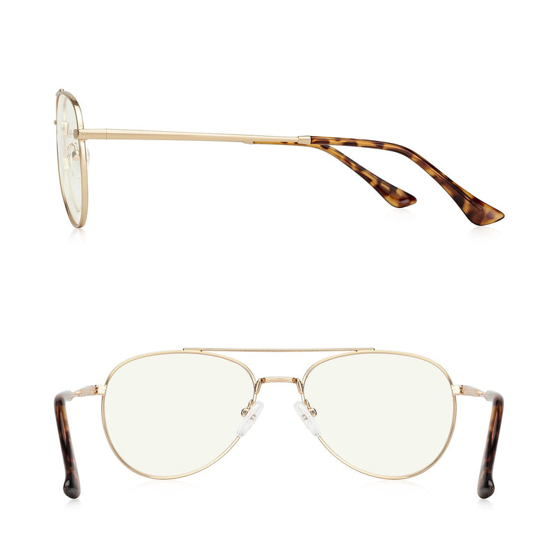 Aviator Reading Glasses for men and Women Blue Light Blocking Lens Spring Temple Gold 54 Millimeters 1.5 x - BeesActive Australia