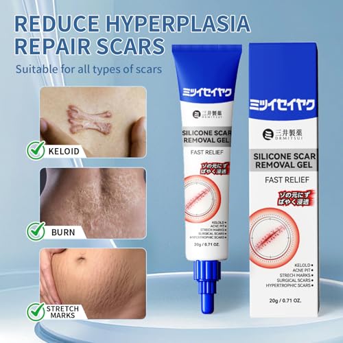DRMITSUI Silicone Scar Gel for Old and New Scars, Scar Treatment for Acne Surgical Burn and Stretch Marks, Medical Grade Silicone Scar Gel, Fast Absorbing, 20g 0.71oz (Pack of 2) Pack of 2