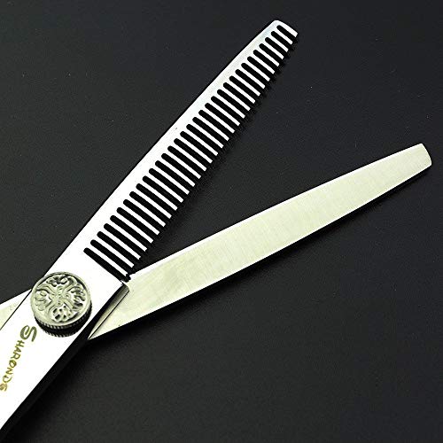 6/7/8-Inch Professional Hair Scissors Haircut Rose Pattern Hair Scissors Styling Tools Japanese Stainless Steel Scissor Set (6-in thinning scissors) 6-inch Thinning Scissors