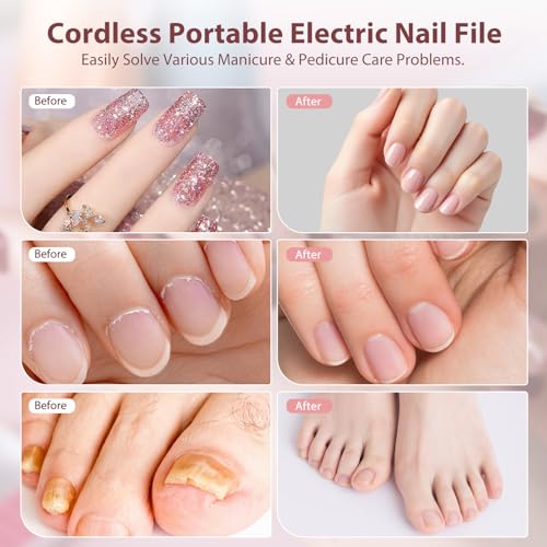 ZABOUL Electric Nail Drill, Professional Nail Filer Buffer Rechargeable Manicure Pedicure Kits for Acrylic Nails Gel Polishing Removing Manicure Salon Home Gold