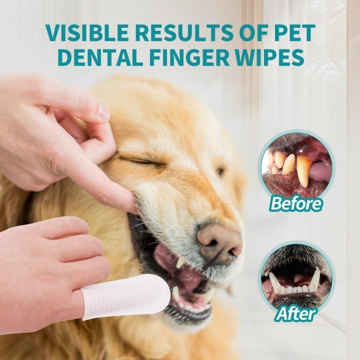 Natural Pet Dental Finger Wipes,2026 Pet Teeth Cleaning Finger Wipes for Dogs Cats,No Brushing Pets Oral Care Wipe for Fresh Breath (2 Box)