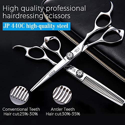 Fenice Professional Hair Cutting Thinning Shear- 8 in 1 Hairdressing Scissors Set - Barber Hair Cutting Scissors/Shears（5.5 inch） 5.5''