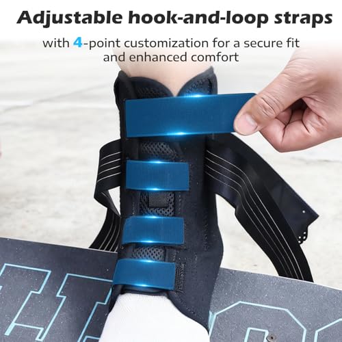 Ankle Brace for Sprained Ankle, 2 Removable Splints, Figure 8 Strap Small（Shoe Size-Women 5-9 Men 6-7）