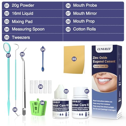 Zinc Oxide Eugenol Dental Cement Tooth Repair Kit for Broken Teeth, Temporary Filling for Crowns, Tooth Filler, Cavity Filler (Natural White) Natural White