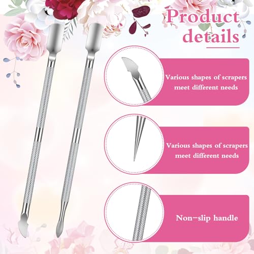Molain 6 PCS Metal Cuticle Pusher, Double Ended Stainless Steel Cuticle Remover Tool for Manicure Pedicure Professional Nails Polish Remover Cleaner Tools