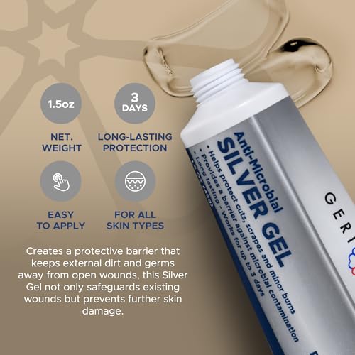 Antimicrobial Silver Gel by GeriCare| Wound Care Cream for Cuts Scrapes Minor Burns| Natural Topical Skin Healing Ointment| 55PPM Colloidal Silver Gel |Long-Lasting Protection|1.5oz | Pack of 2