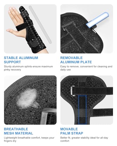 Pinky Finger Splint, Broken Fingers Wrist Support, Medium Black Trigger Finger medium size