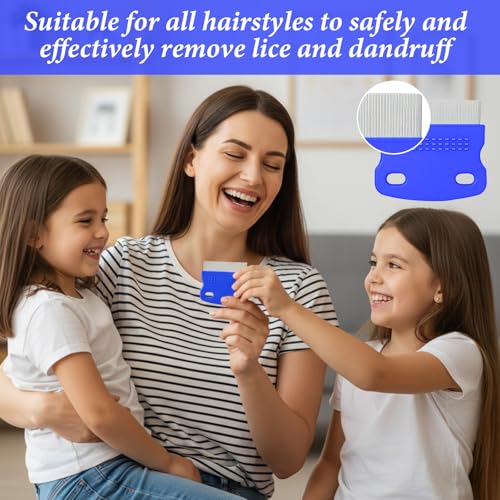 2 Pack Lice Comb, Professional Nit Removal Tool Fine Curved Comb Teeth Design Fine Metal Teeth Tool for Dogs Cats Pet Human Grooming and Removing Dandruff Flakes