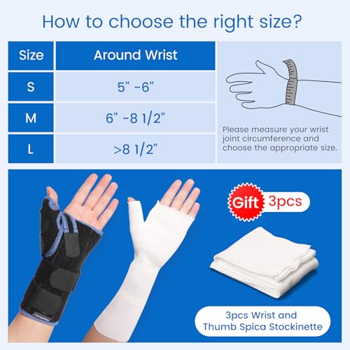 Velpeau Carpal Tunnel Wrist Brace with Thumb Stabilizer Night Support, M Regular-right hand Medium