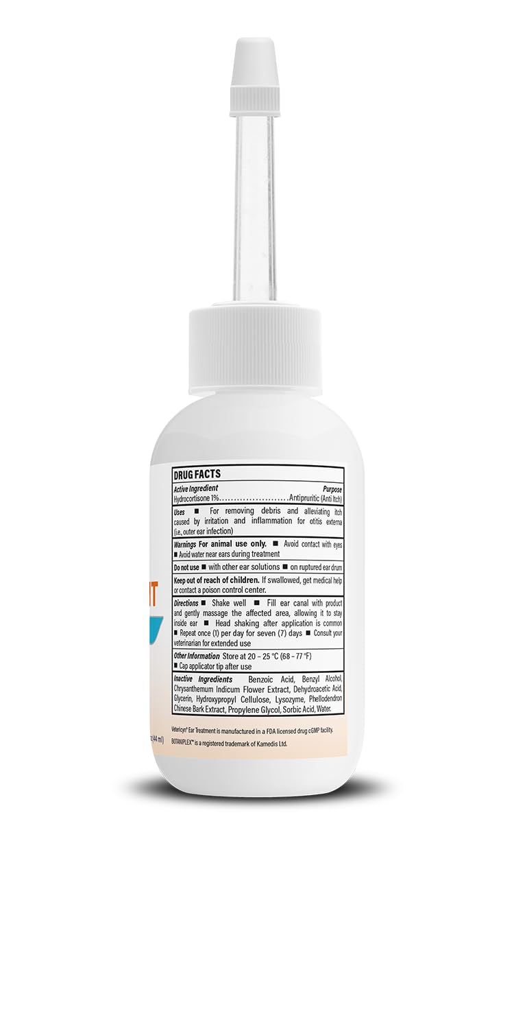 Vetericyn Triple-Action Ear Treatment for Dogs & Cats - 1% Hydrocortisone Ear Drops for Dog Ear Infection Relief - Fast Itch Relief & Healing with Otizyme Blend. 1.5 Ounce