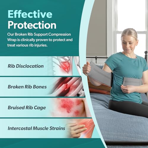 BraceAbility Broken Rib Brace for Men and Women - Rib Protector Compression Wrap, Chest Support Belt for Bruised, Fractured, Dislocated Ribs, Costochondritis Relief, Sternum Brace (Male - Gray) Universal Male