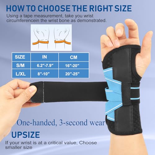 FENGJIDA Carpal Tunnel Wrist Brace for Night Sleep,Work,Typing Support Black Right-Large