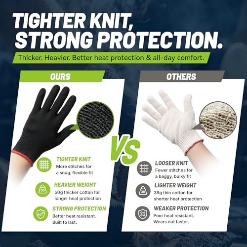 SWIFTLITE BBQ Gloves Kit, 6 Cotton Liners + 100 Disposable Nitrile Gloves Black Large
